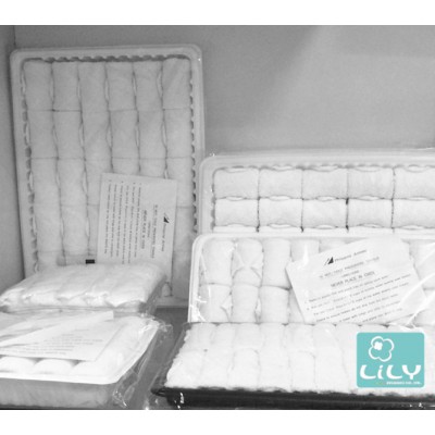 Good Quality disposable rolled airline towel cotton towel in tray with tong