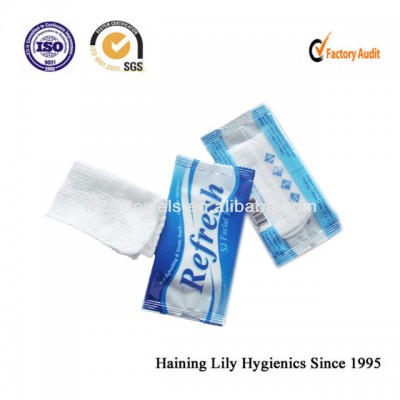 hot sale disposable Airline refreshing wet towels/tissues single pack